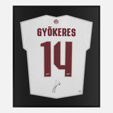 Framed Gyokeres Signed Shirt, Arsenal Third away White [Lite]