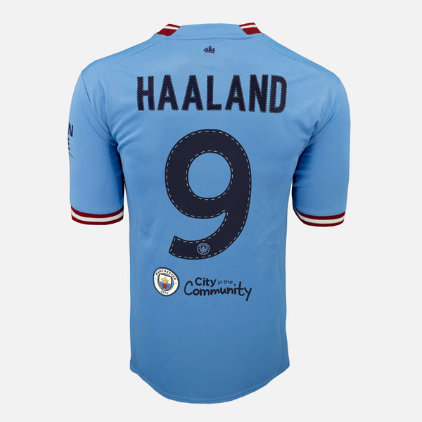 2023 Manchester City Home Shirt Haaland 9 Istanbul Final Treble [Excellent] M