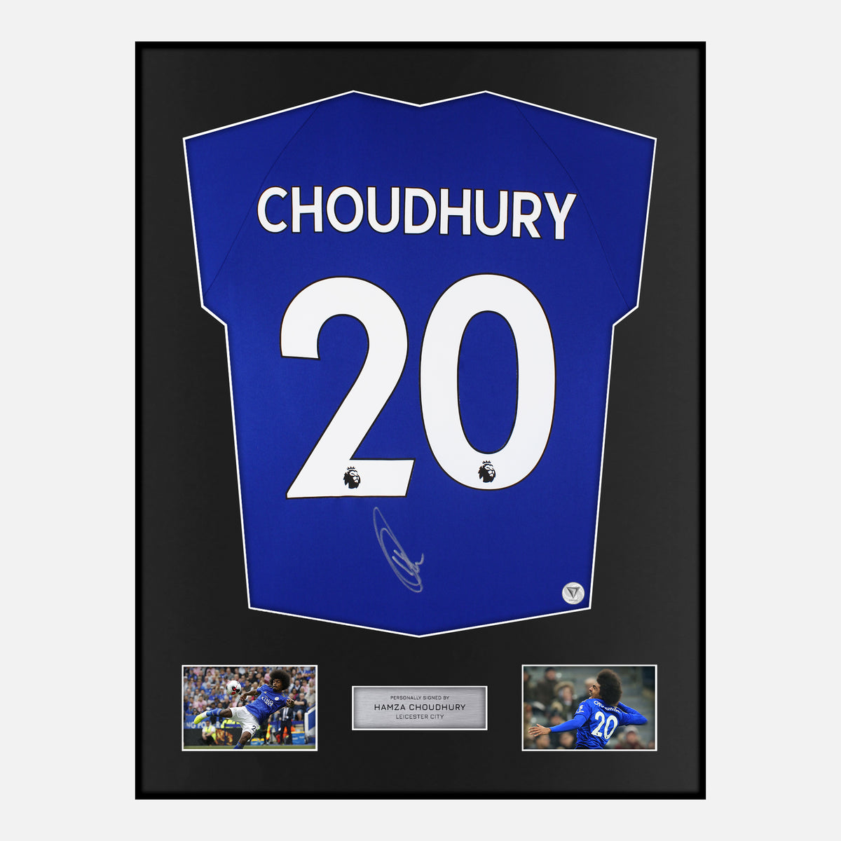 Framed Hamza Choudhury Signed Leicester City Shirt [Classic] — Verified autograph with NFC and certificate | The Vault
