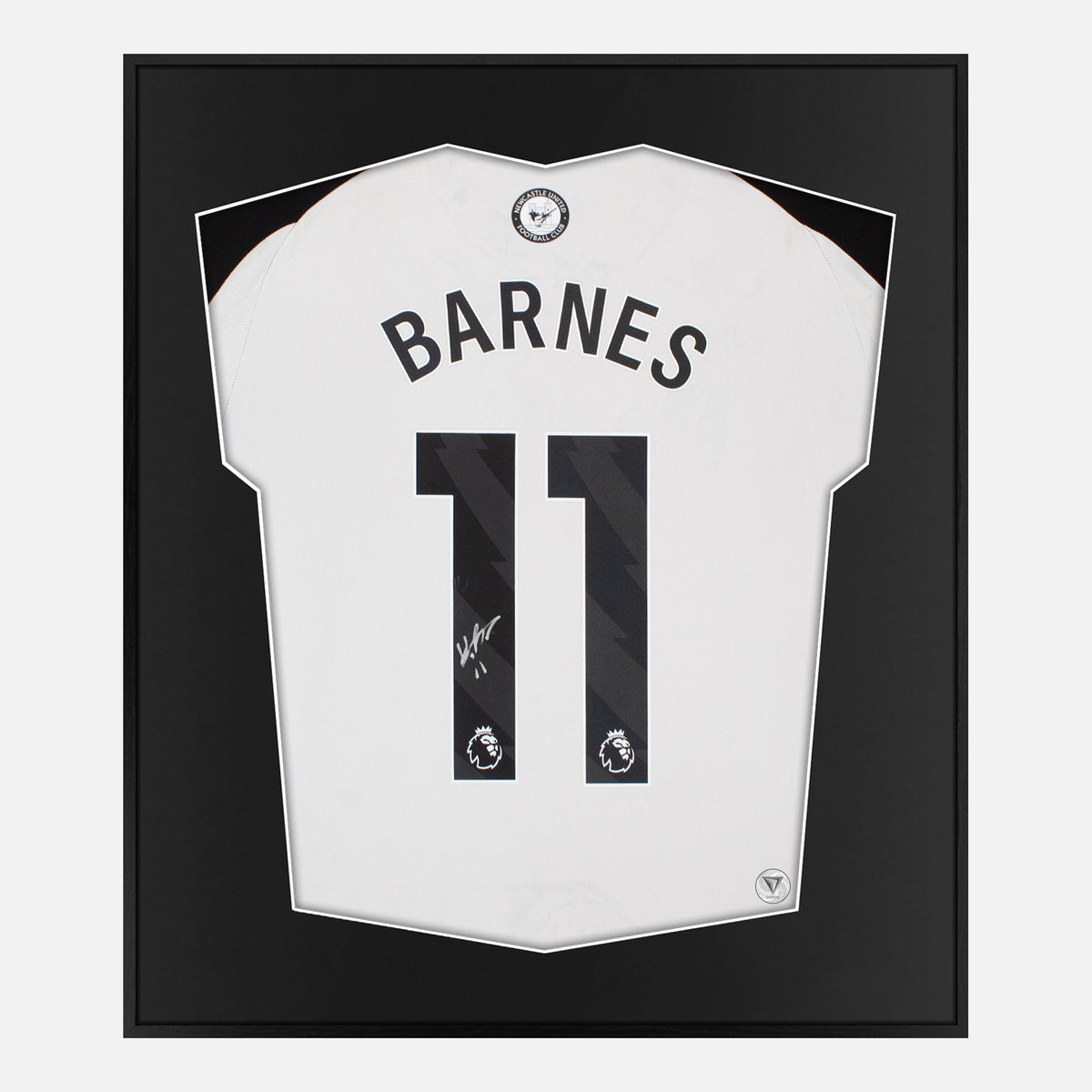 Framed Barnes Signed Shirt, Newcastle United Home [Lite] — Authentic signature with NFC and COA | The Vault