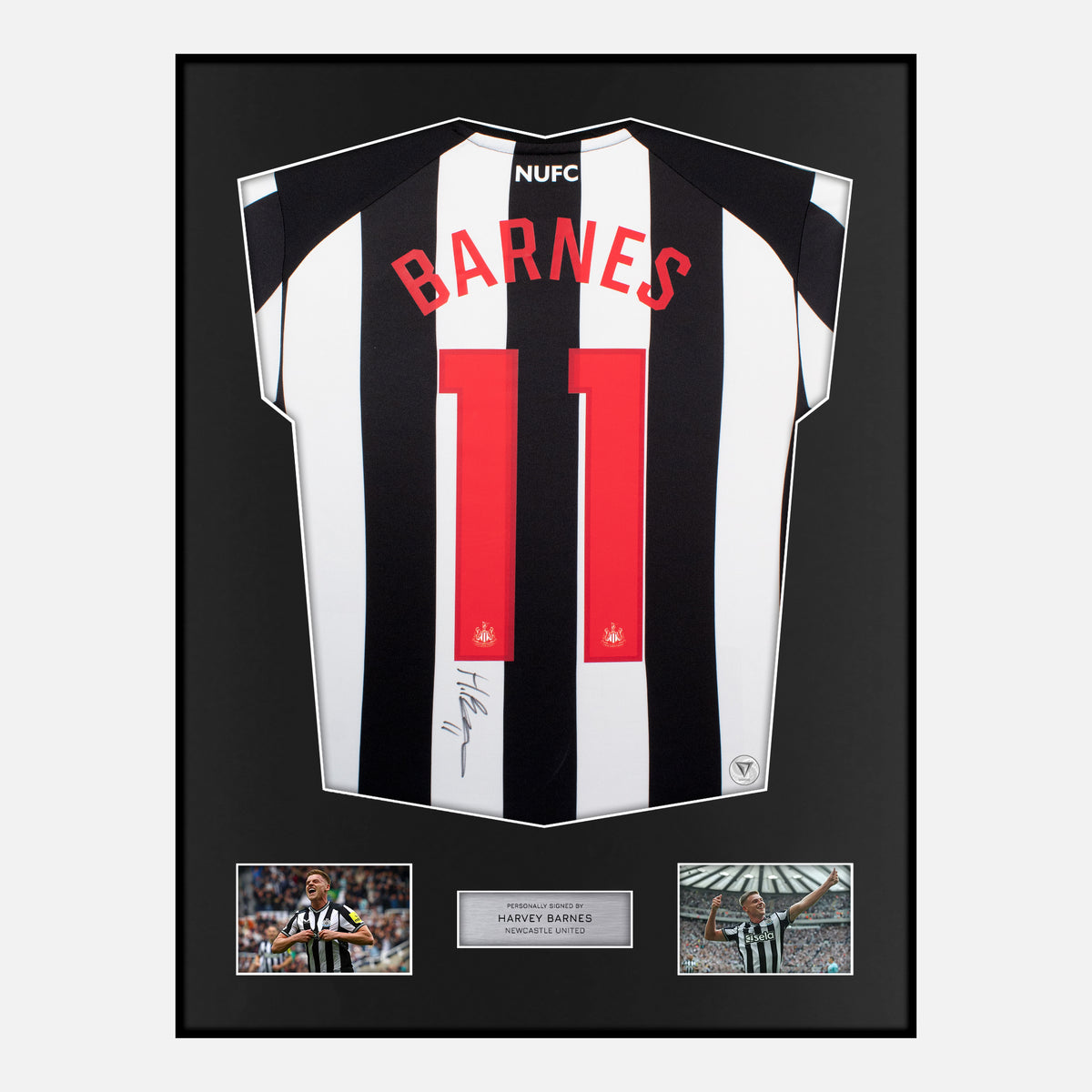 Framed Harvey Barnes Signed Newcastle United Shirt 2023-24 Home [Classic] — Verified autograph with NFC and certificate | The Vault