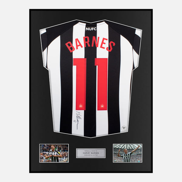 Framed Harvey Barnes Signed Newcastle United Shirt 2023-24 Home [Classic]