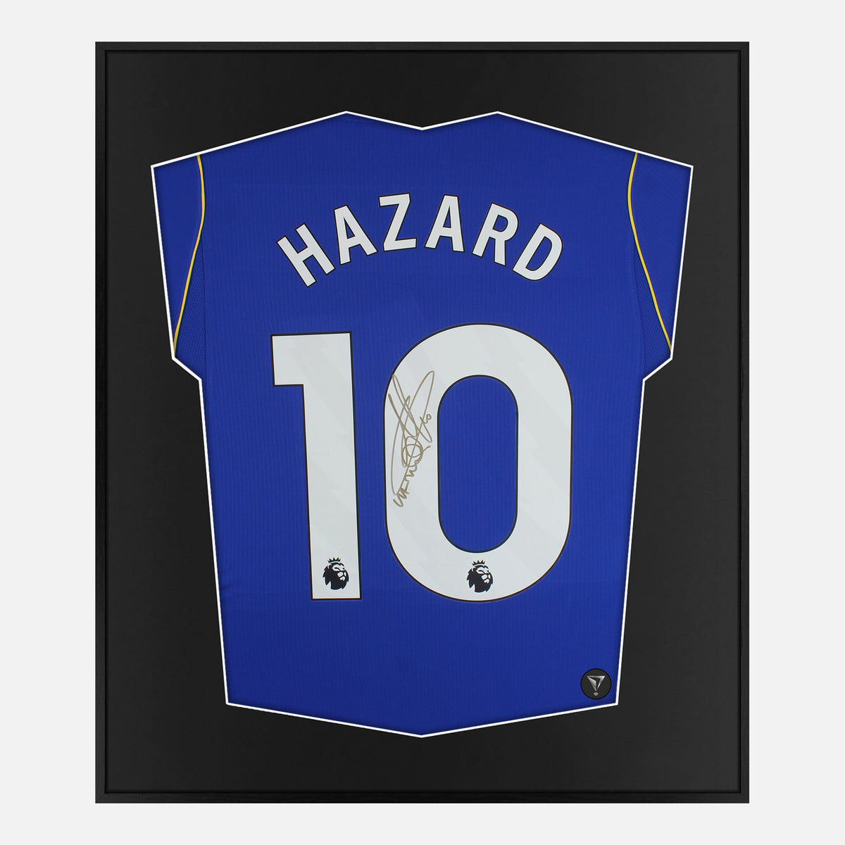 Framed Hazard Signed Shirt, Chelsea Home 10 [Lite] — Lite framed Chelsea shirt signed by Eden Hazard | The Vault