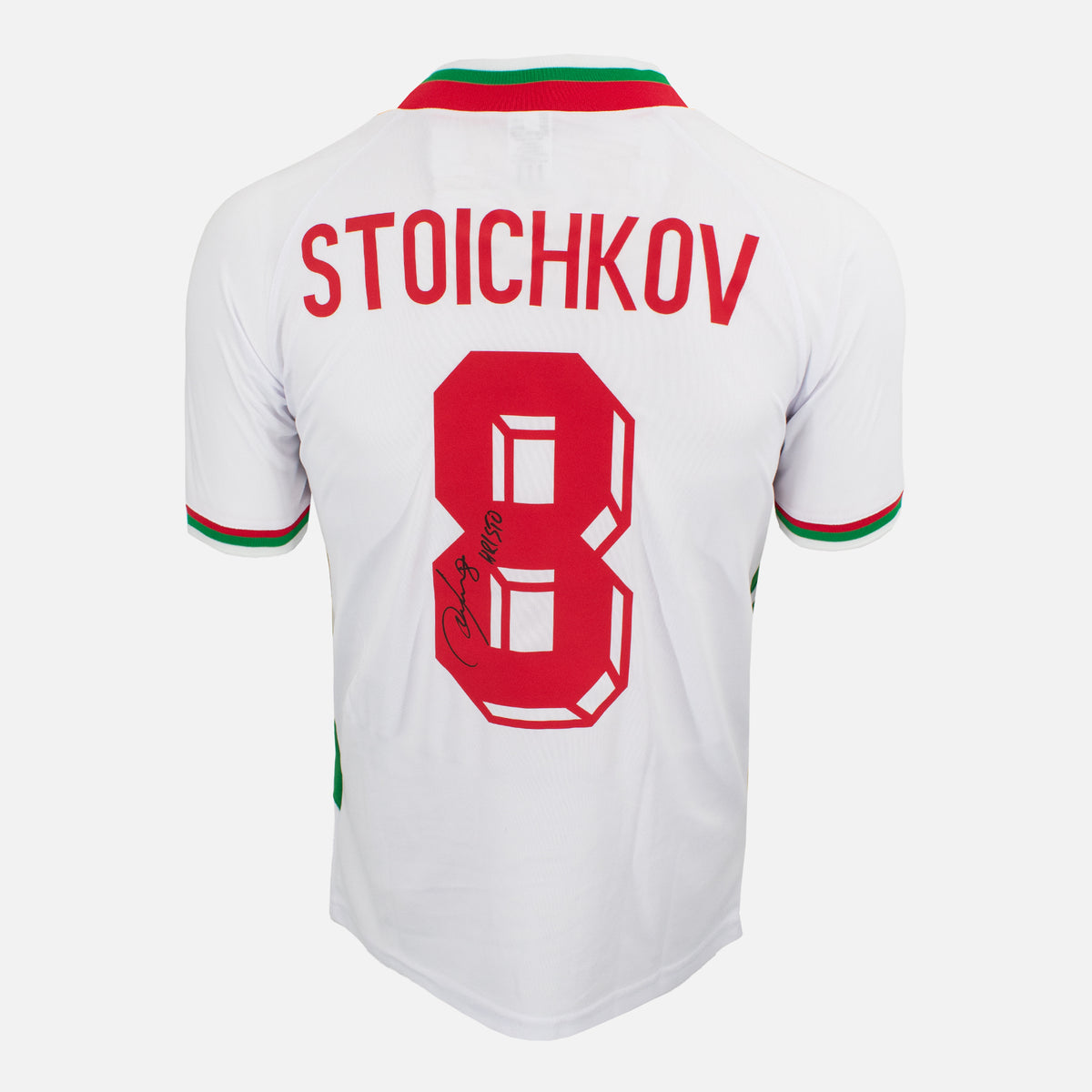 Hristo Stoichkov Signed Bulgaria Shirt Home 1994 [8] — Bulgaria signed shirt from the 1994 season | The Vault