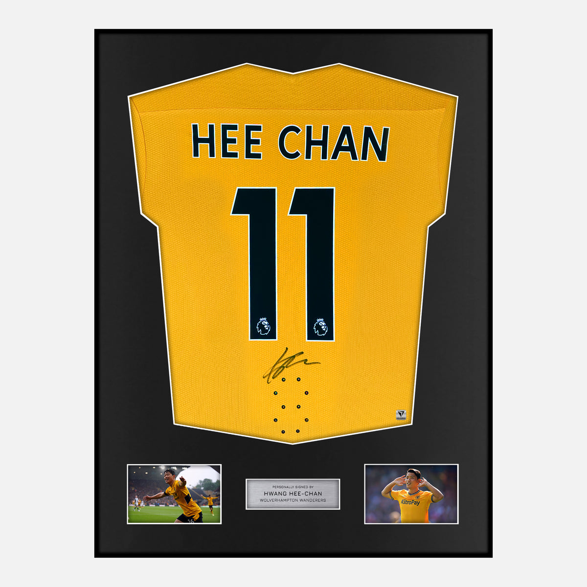 Framed Hwang Hee-Chan Signed Wolves Shirt Home [Classic] — Verified autograph with NFC and certificate | The Vault