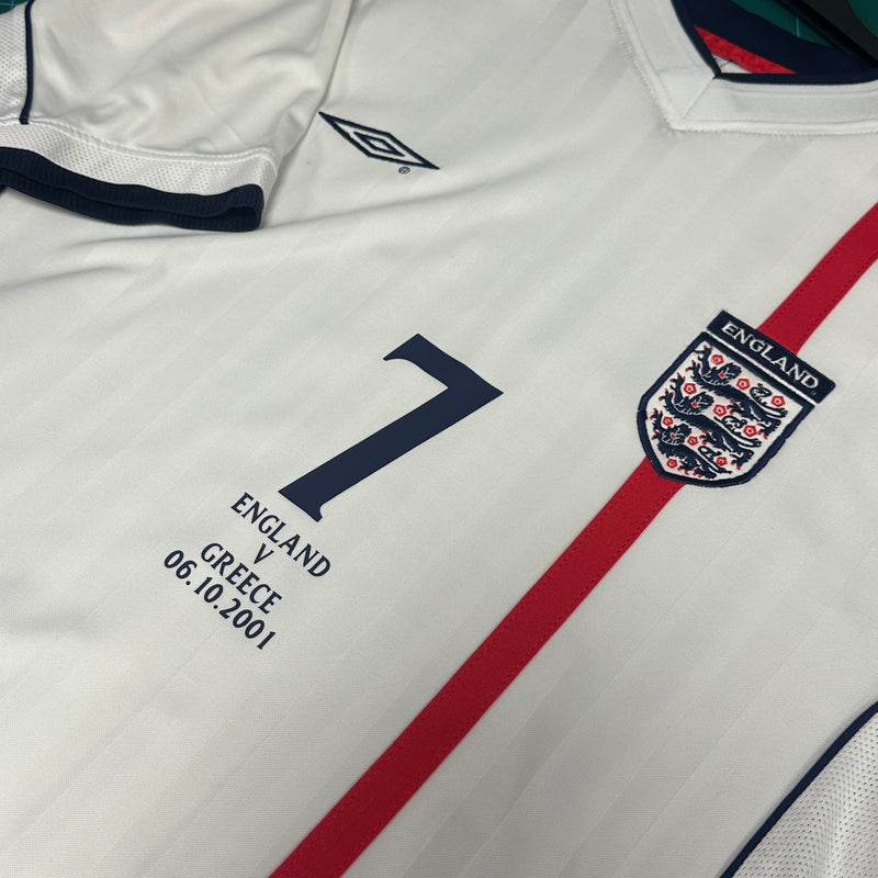 2001 England Home Shirt Beckham 7 v Greece [Excellent]