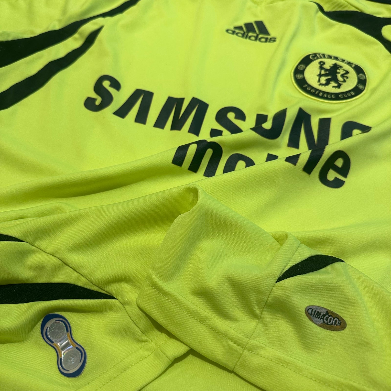 Chelsea 2007-08 Away Shirt | Adidas Neon Yellow