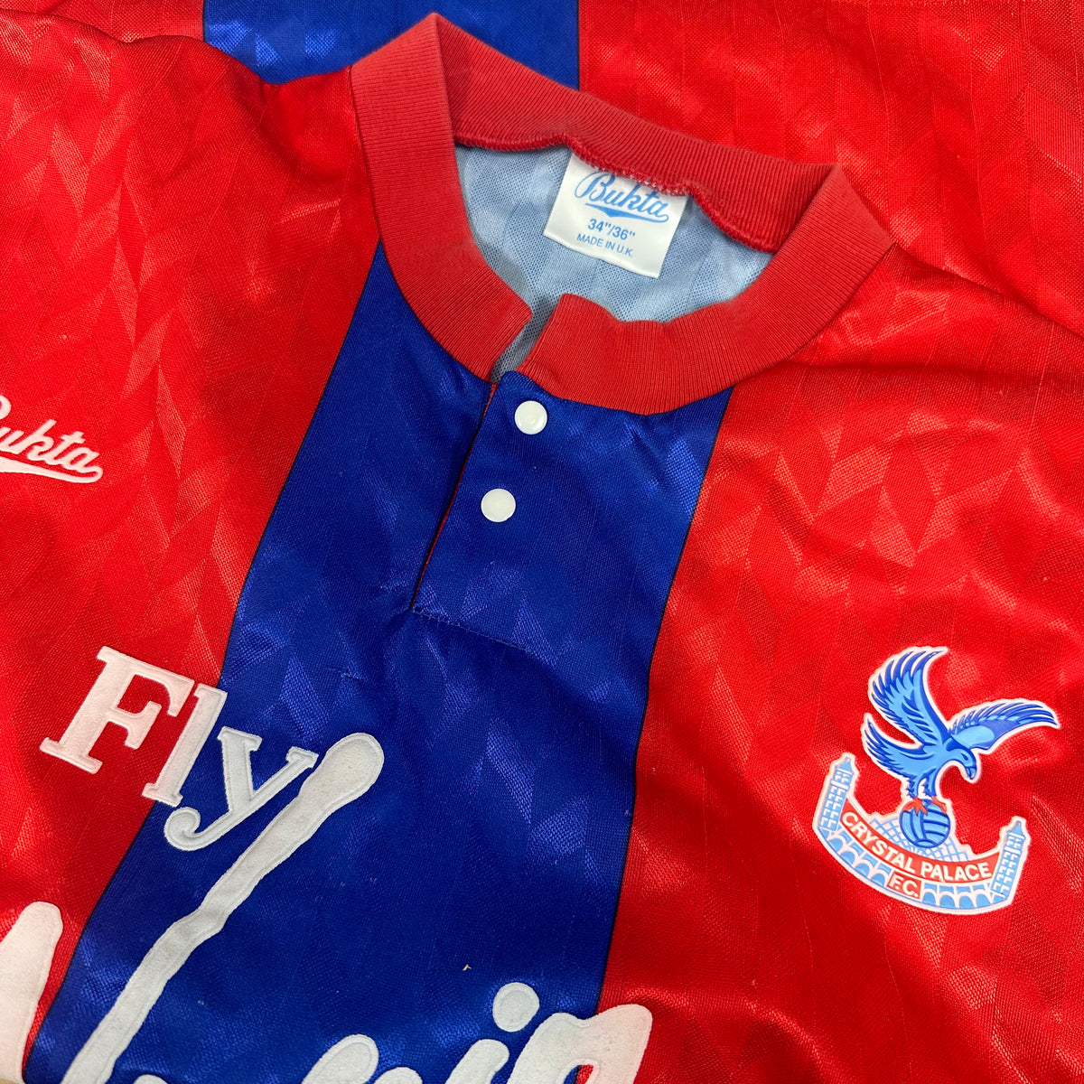 1990-91 Crystal Palace Home Shirt Fly Virgin [Excellent] S — Looking after your Crystal Palace Home jersey | The Vault