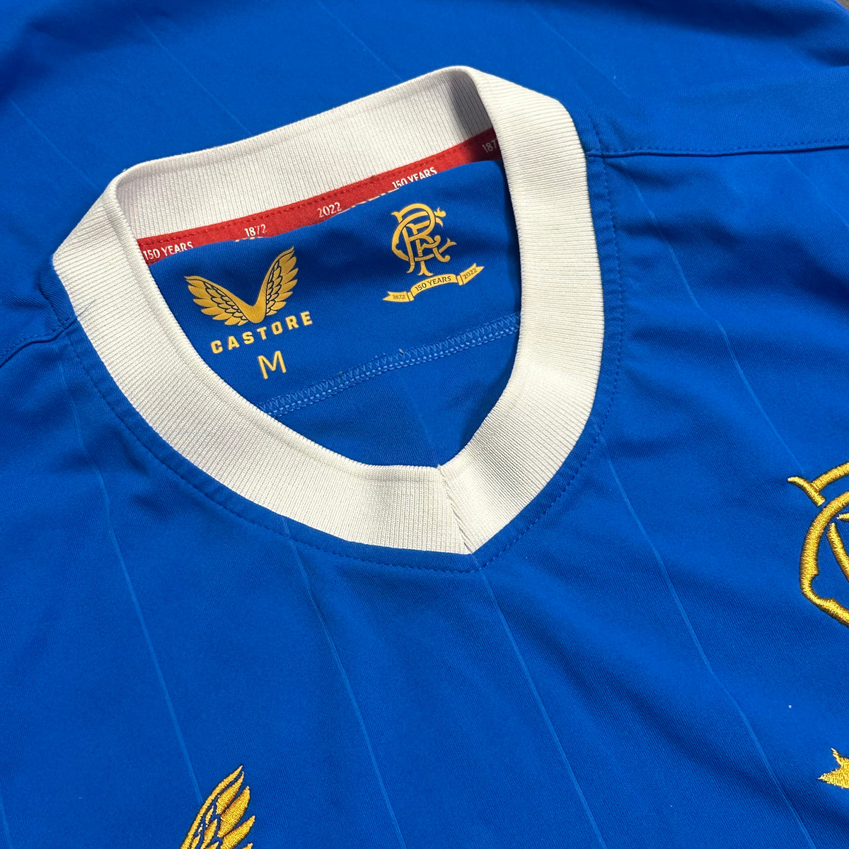 2021-22 Rangers Home Shirt 150th Anniversary [Excellent] M — Looking after your Rangers Home jersey | The Vault