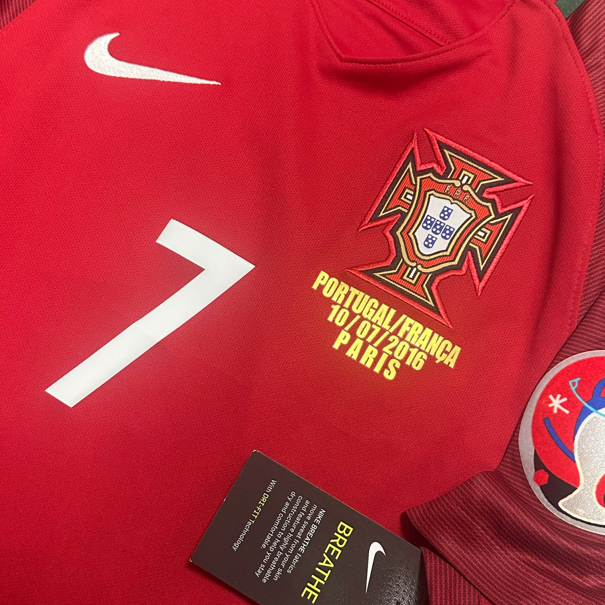 Portugal Home Shirt Ronaldo 7 Euro 2016 Final Winners [New] S — Looking after your new Portugal Home shirt | The Vault
