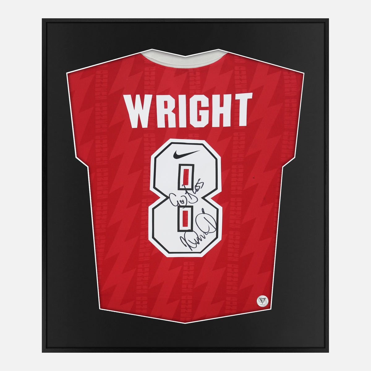 Framed Ian Wright Signed Shirt, Official Arsenal Nike Home [Lite] — Authentic signature with NFC and COA | The Vault