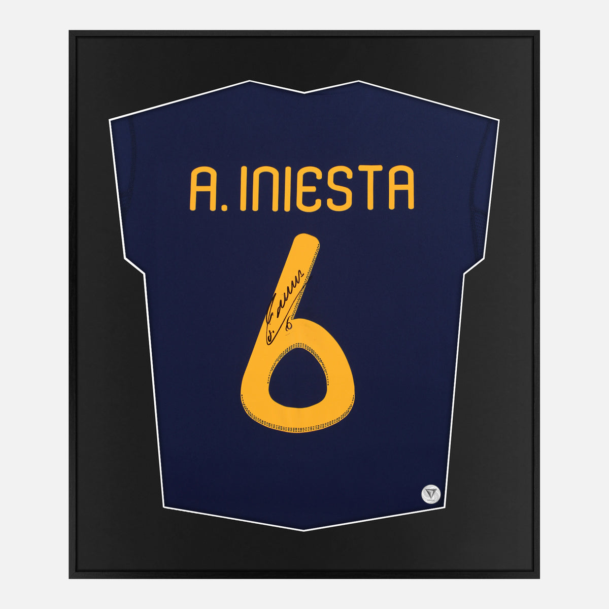 Framed Iniesta Signed Spain Shirt 2010 World Cup Final [Lite] — Lite framed Spain shirt signed by Andrés Iniesta | The Vault