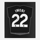 Framed Iwobi Signed Fulham Shirt, Black Third away [Mini]