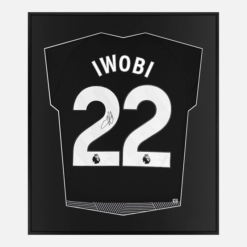 Framed Iwobi Signed Fulham Shirt, Black Third away [Mini]