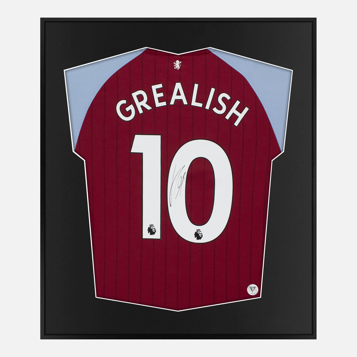 Framed Grealish Signed Aston Villa Shirt, Rare & Original Home [Lite] — Authentic signature with NFC and COA | The Vault