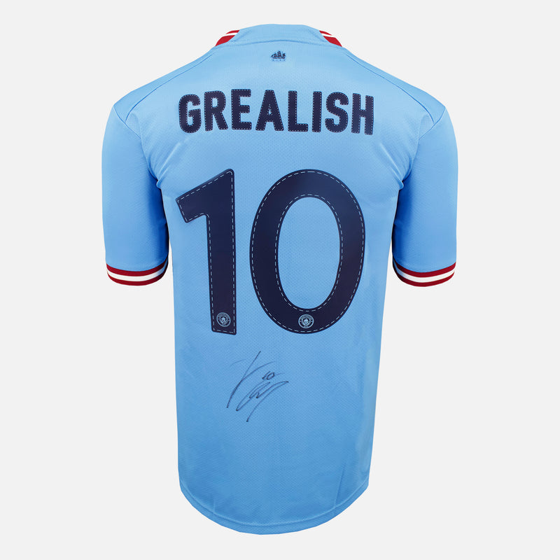 Framed Jack Grealish Signed Manchester City Shirt 2023 Treble [Modern]