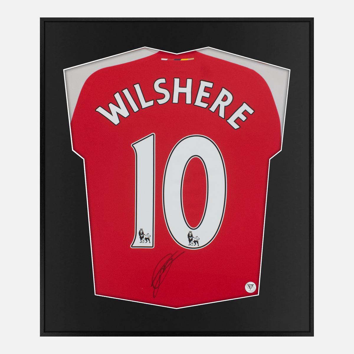Framed Wilshere Signed Arsenal Shirt, Red Home 10 [Lite] — Authentic signature with NFC and COA | The Vault