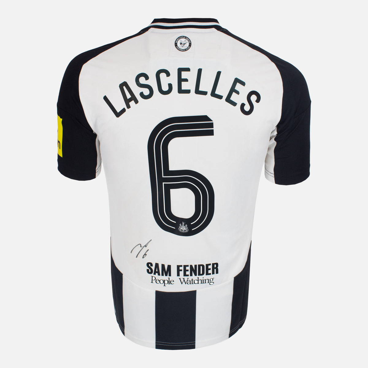 Jamaal Lascelles Signed Newcastle United Shirt 2025 EFL Cup Winners [6] — Newcastle United signed shirt from the 2024 to 2025 season | The Vault