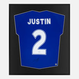 Framed James Justin Signed Shirt, Leicester City Home [Mini]