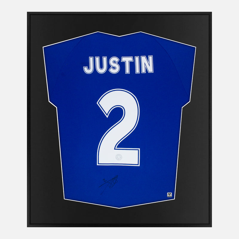 Framed James Justin Signed Shirt, Leicester City Home [Mini]