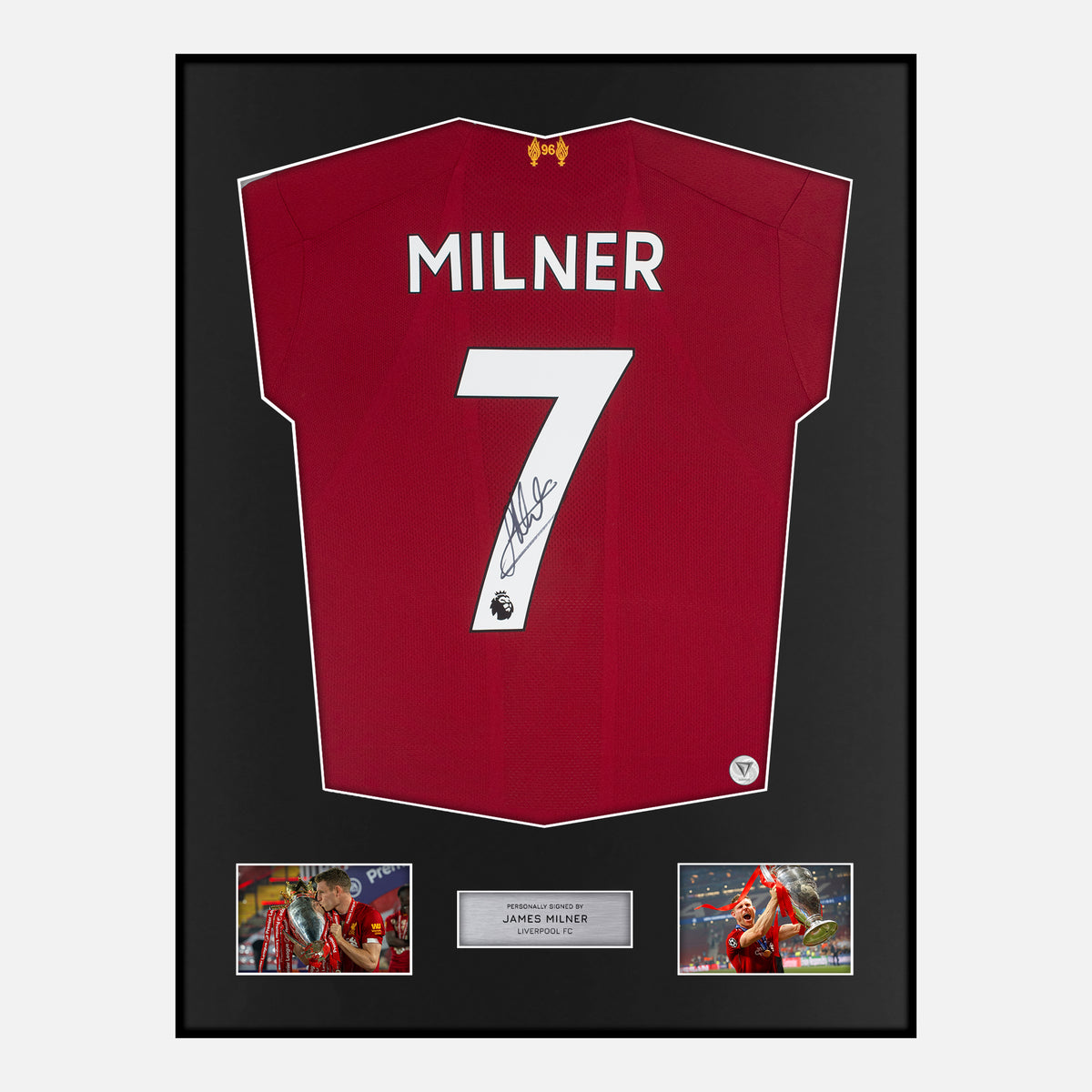 Framed James Milner Signed Liverpool Shirt 2019-20 Home [Classic] — Verified autograph with NFC and certificate | The Vault