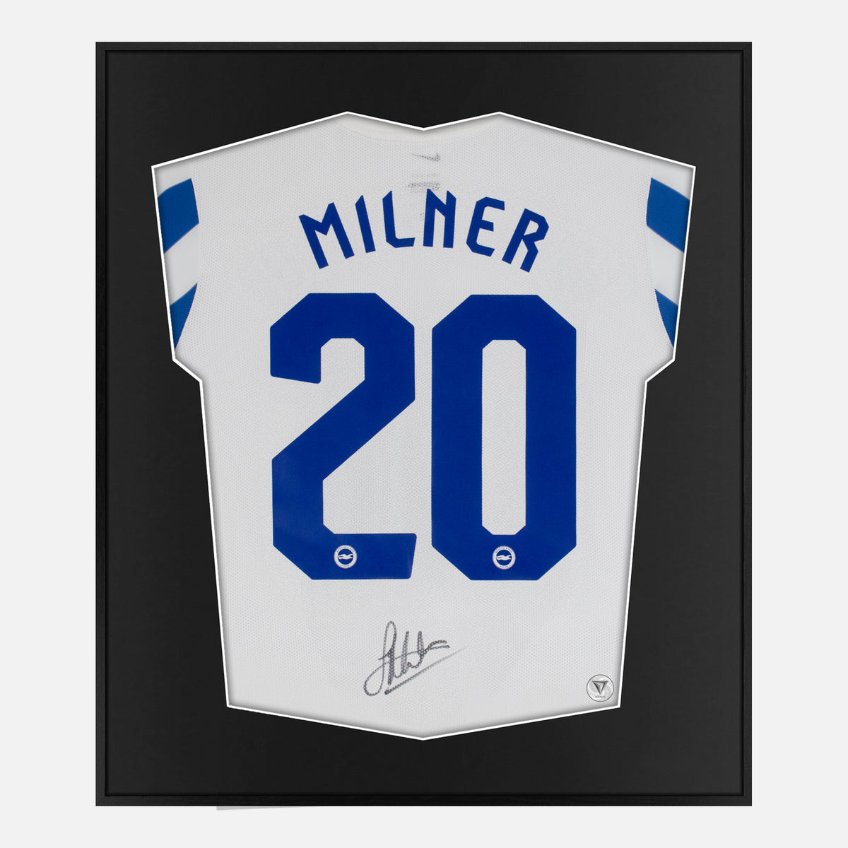 Framed Milner Signed Brighton & Hove Albion Shirt 20 [Lite] — Authentic signature with NFC and COA | The Vault