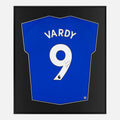 Framed Vardy Signed Leicester City Shirt, Blue [Lite]