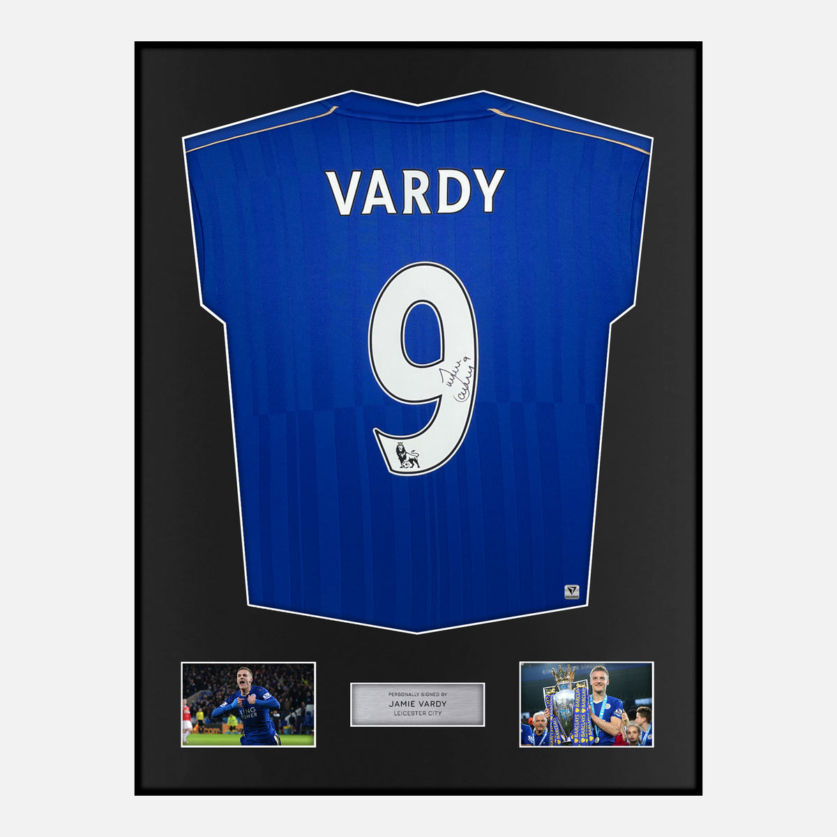Framed Jamie Vardy Signed Leicester City Shirt 2016-17 Home [Classic] — Verified autograph with NFC and certificate | The Vault