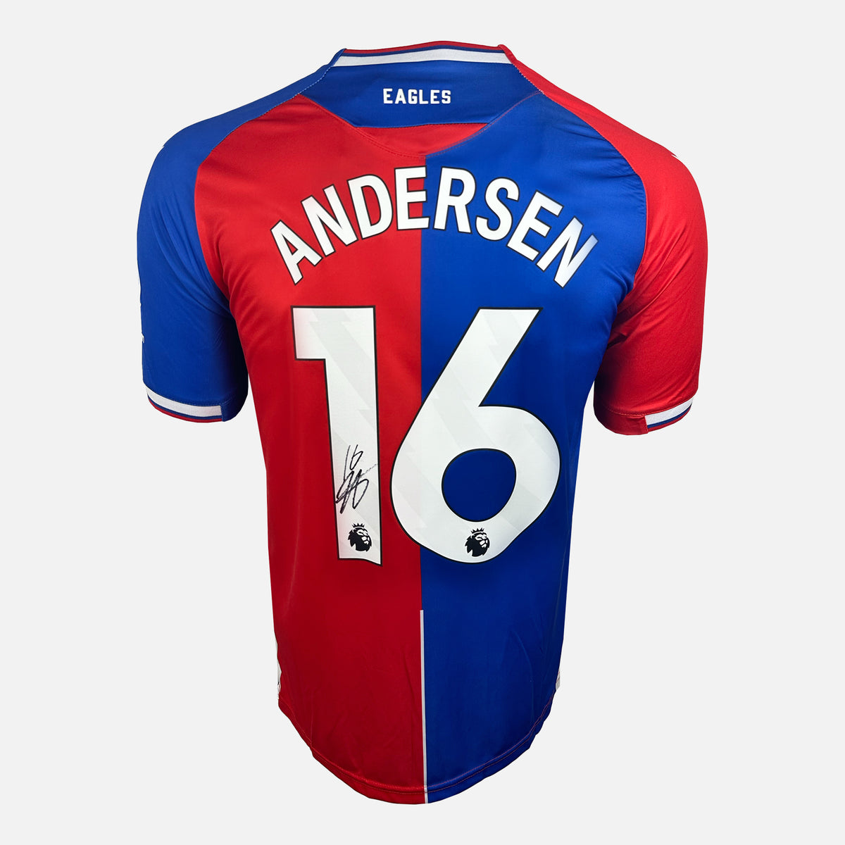Joachim Andersen Signed Crystal Palace Shirt 2023-24 Home [16] — Crystal Palace signed shirt from the 2023 to 2024 season | The Vault