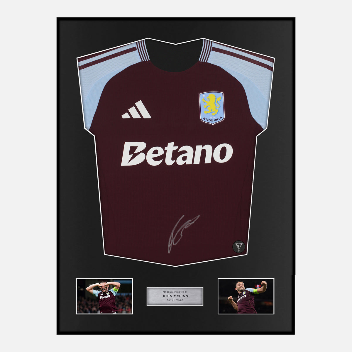 Framed John McGinn Signed Aston Villa Shirt 2024-25 Authentic [Classic] — Classic framed Aston Villa shirt signed by John McGinn | The Vault