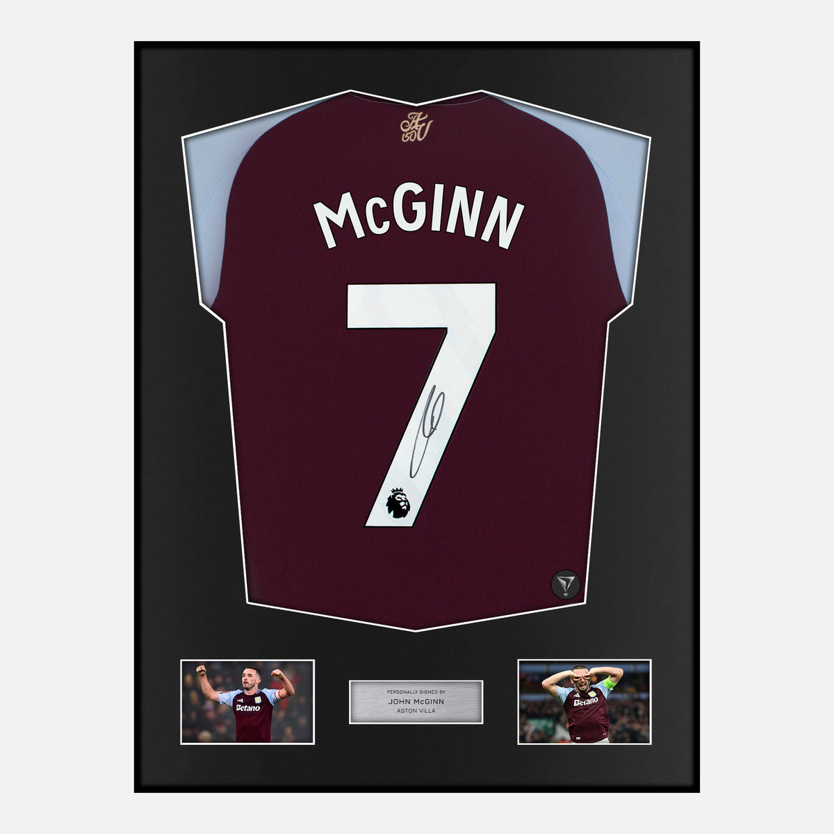Framed John McGinn Signed Aston Villa Shirt 2024-25 Home [Classic] — Classic framed Aston Villa shirt signed by John McGinn | The Vault