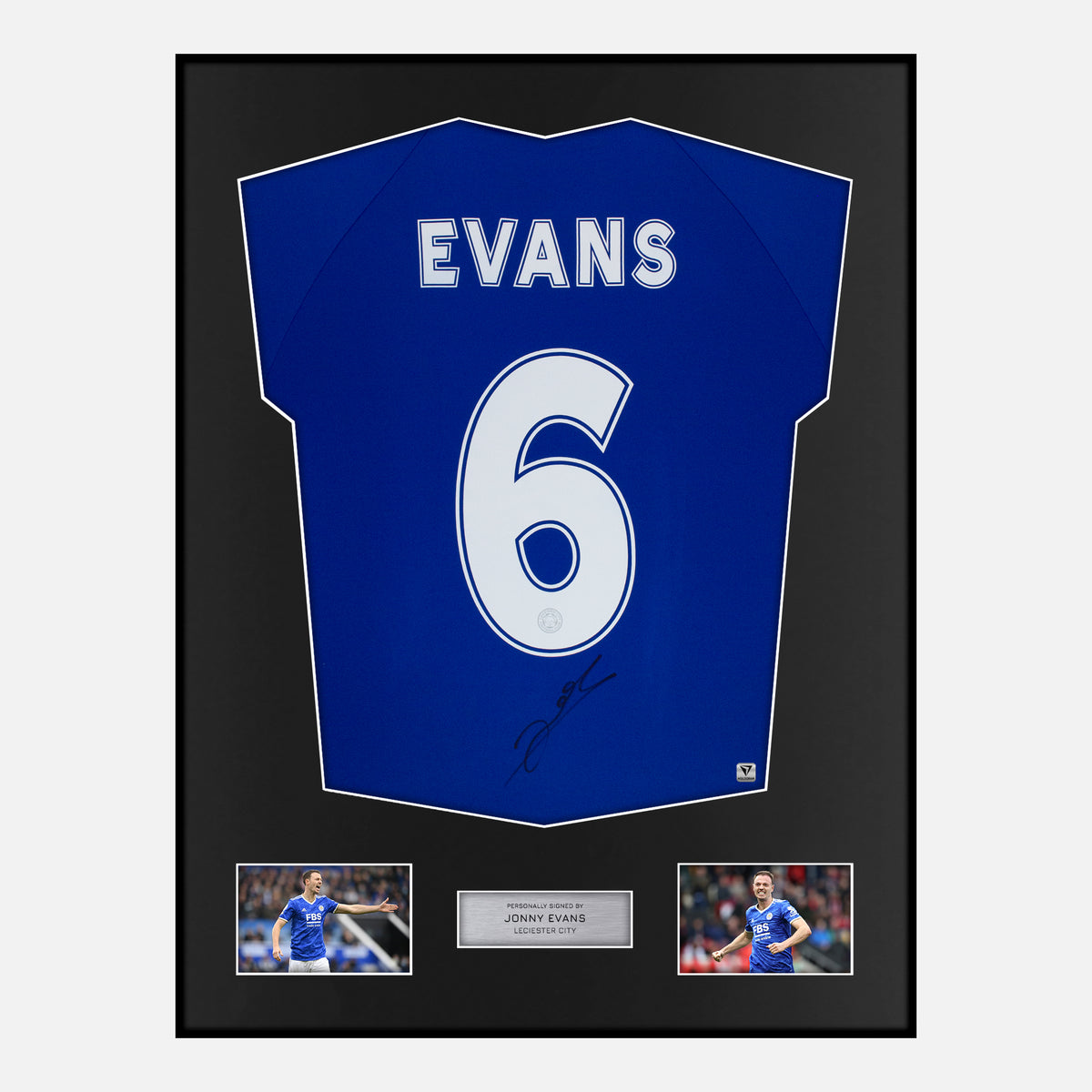 Framed Jonny Evans Signed Leicester City Shirt [Classic] — Verified autograph with NFC and certificate | The Vault