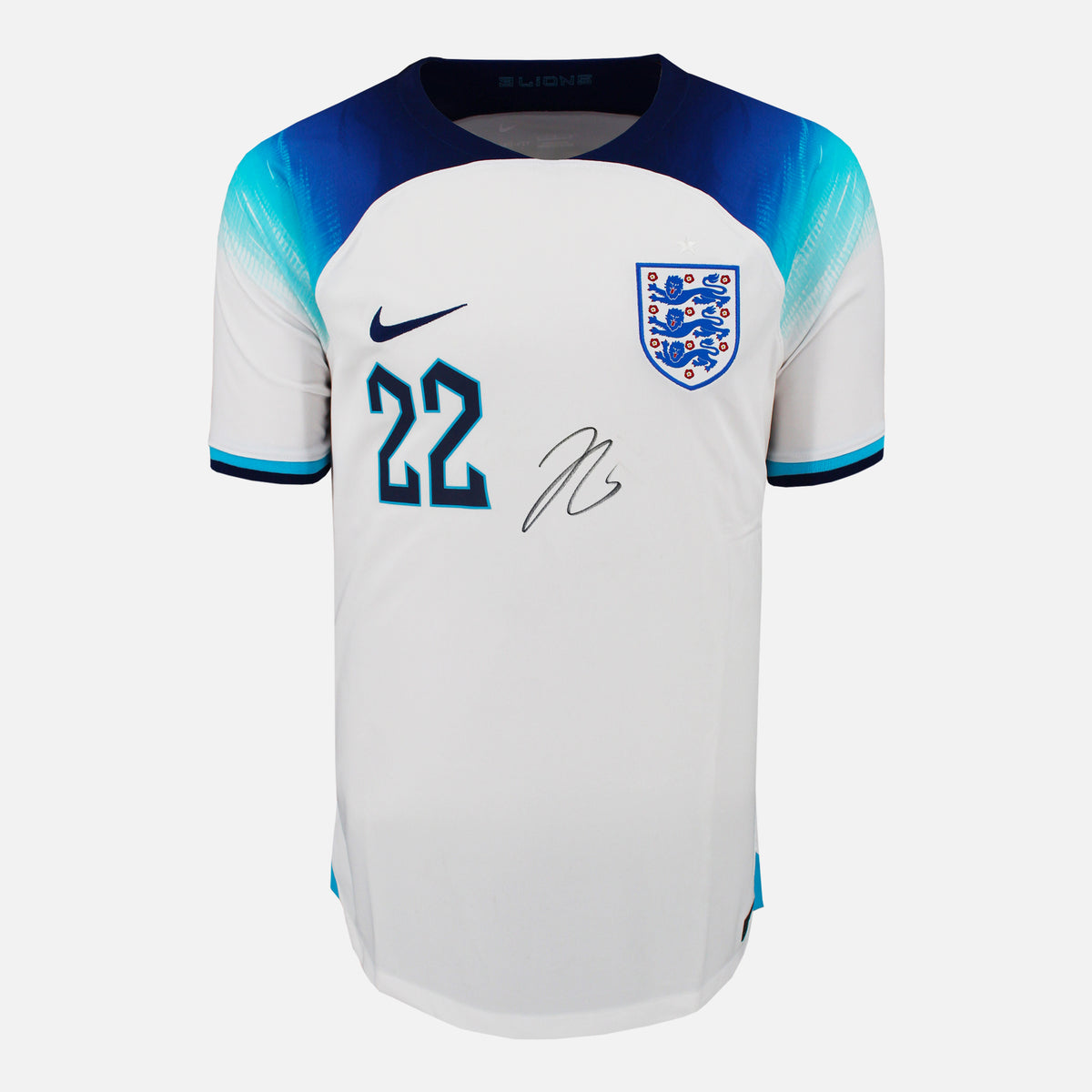 Jude Bellingham Signed England Shirt 2022-23 Home [Front] — England signed shirt from the 2022 to 2023 season | The Vault