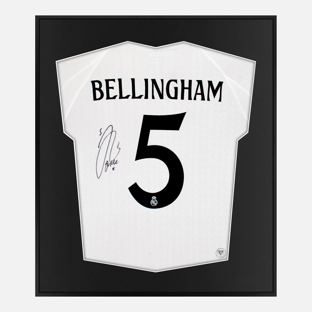 Framed Bellingham Signed Shirt, Rare Autograph, Real Madrid Home [Lite] — Authentic signature with NFC and COA | The Vault