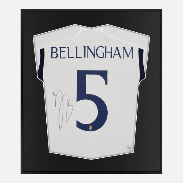 Framed Bellingham Signed Shirt, 2023-24 Real Madrid Home [Lite]