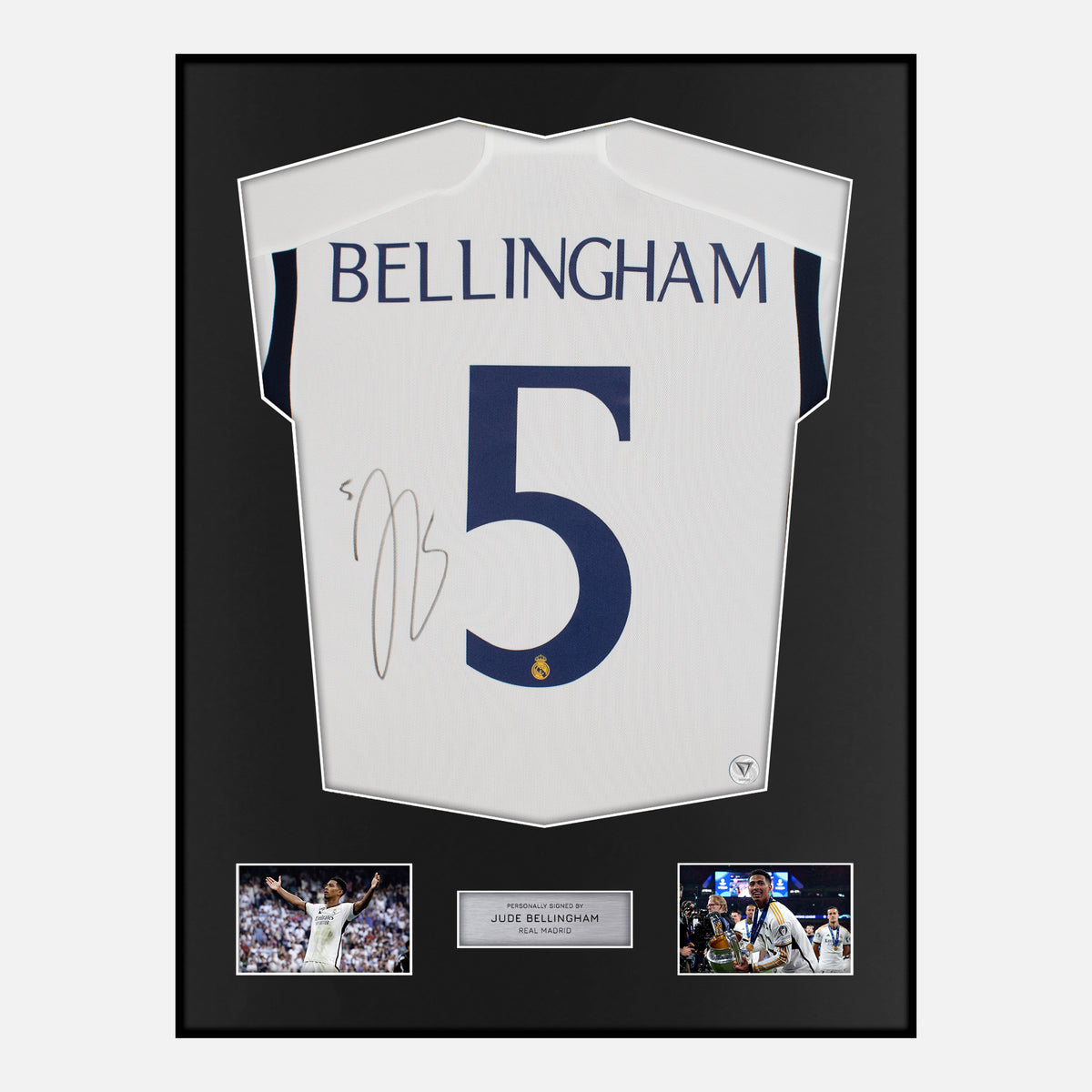 Framed Jude Bellingham Signed Real Madrid Shirt 2023-24 Home [Classic] — Verified autograph with NFC and certificate | The Vault