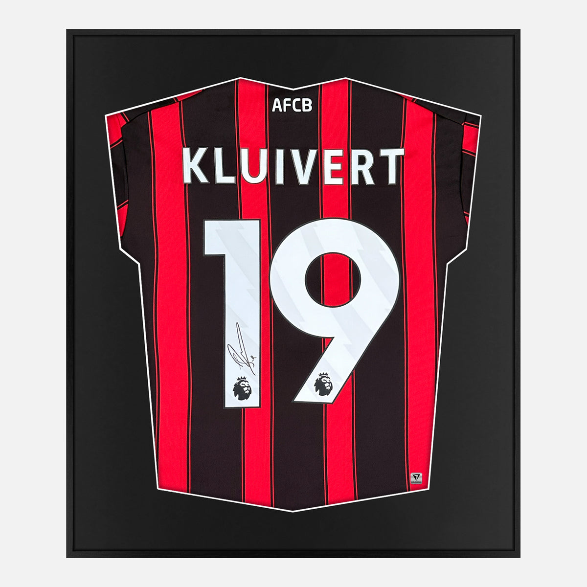 Framed Justin Kluivert Signed Shirt, AFC Bournemouth Home [Lite] — Authentic signature with NFC and COA | The Vault