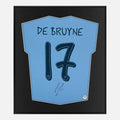 Framed De Bruyne Signed Shirt, 17 Man City Home [Lite]
