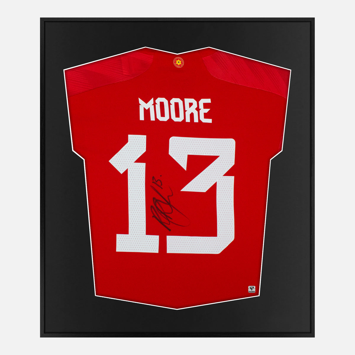 Framed Kieffer Moore Signed Shirt, Wales World Cup [Lite] — Lite framed Wales shirt signed by Kieffer Moore | The Vault