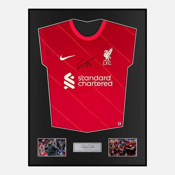 Framed Jurgen Klopp Signed Liverpool Shirt 2021-22 Home [Modern]