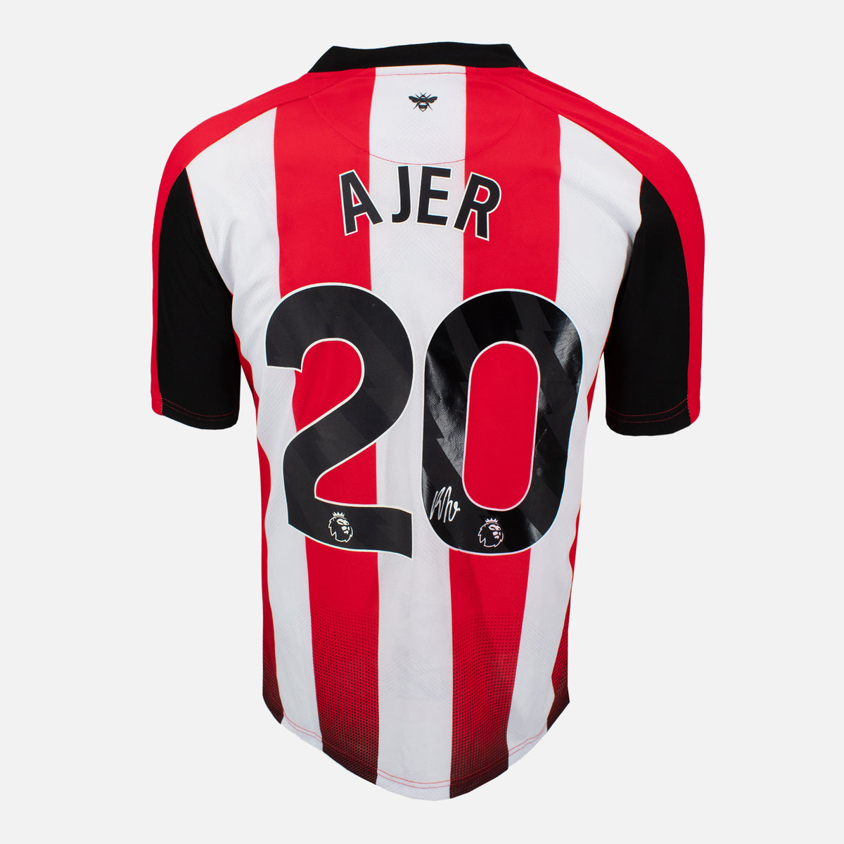 Kristoffer Ajer Signed Brentford Shirt 2023-25 Home [20] — Brentford signed shirt from the 2023 to 2025 season | The Vault