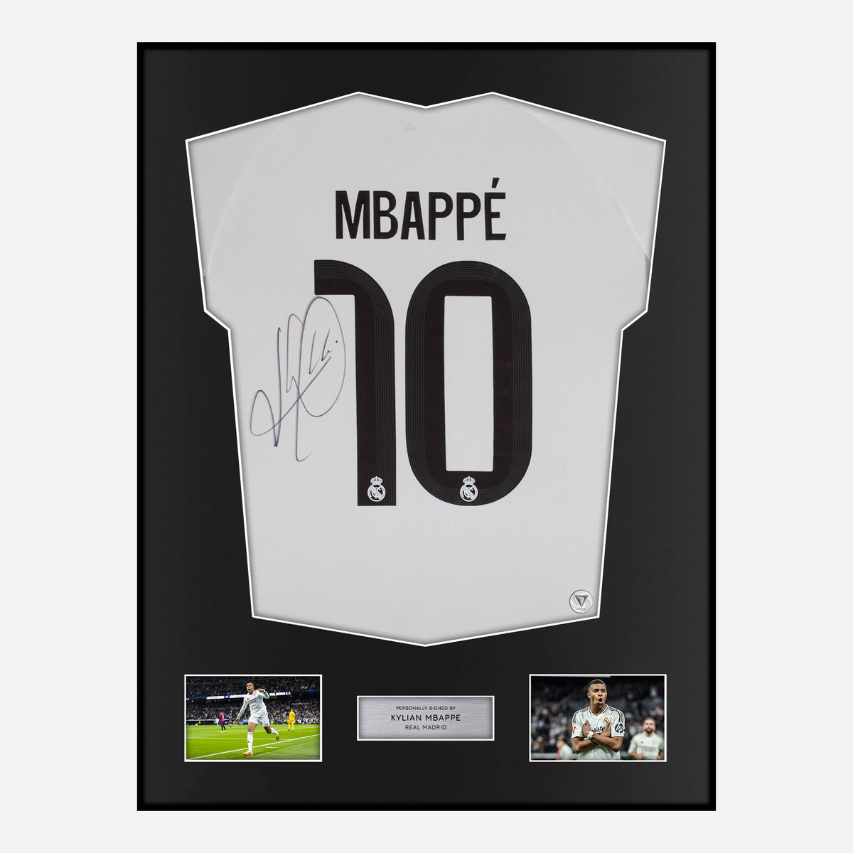 Framed Kylian Mbappe Signed Real Madrid Shirt 2025-26 Home [Classic] — Verified autograph with NFC and certificate | The Vault