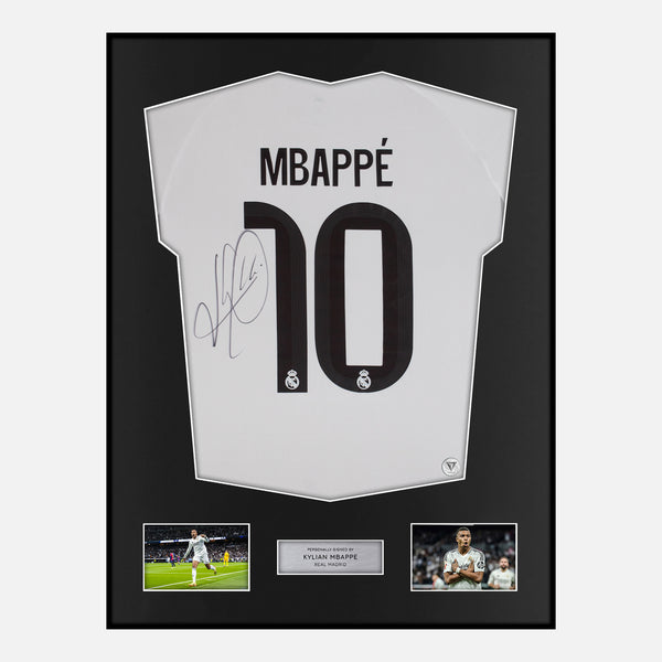 Framed Kylian Mbappe Signed Real Madrid Shirt 2025-26 Home [Classic]