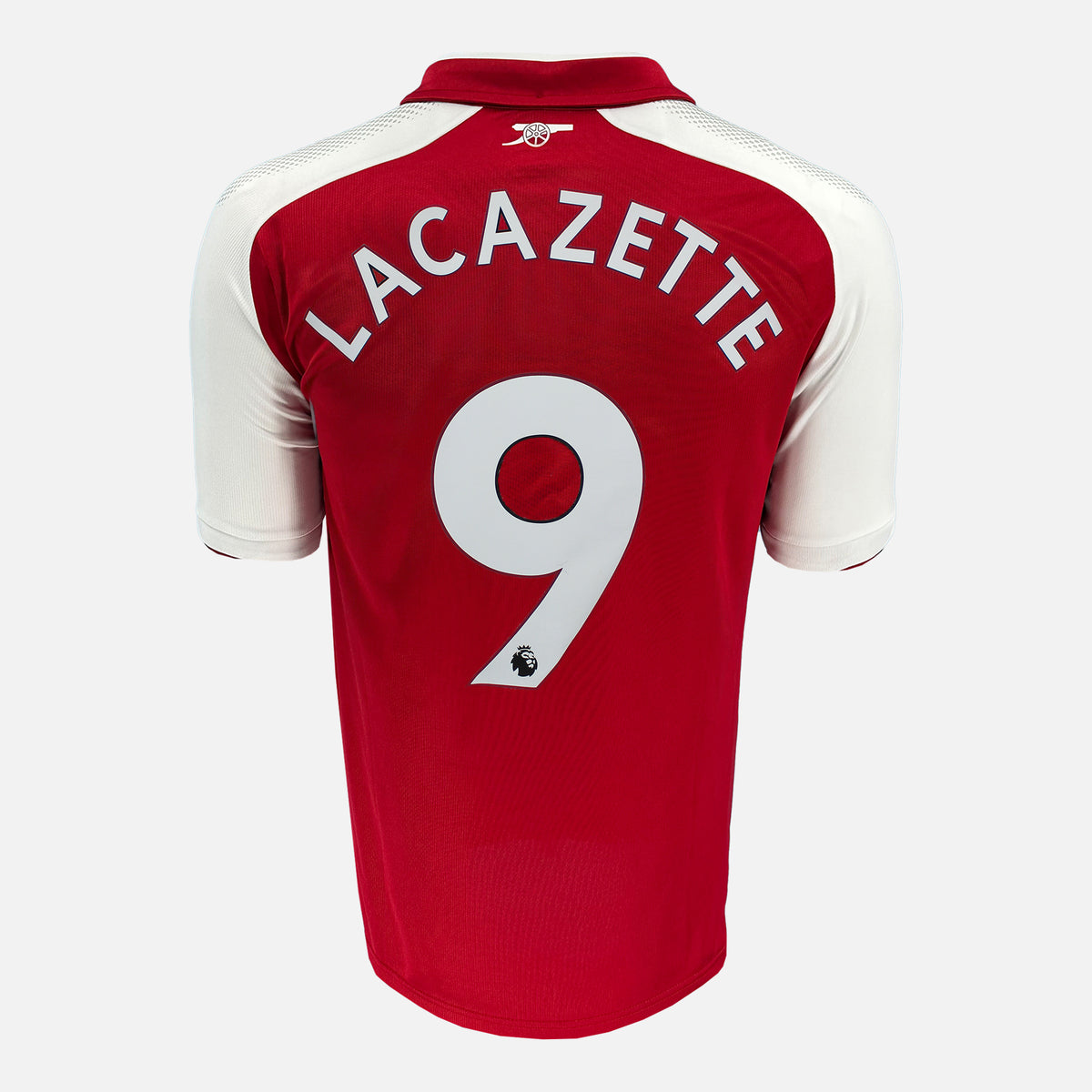 2017-18 Arsenal Home Shirt Lacazette 9 [Good] L — Verified official Arsenal shirt, condition graded | The Vault