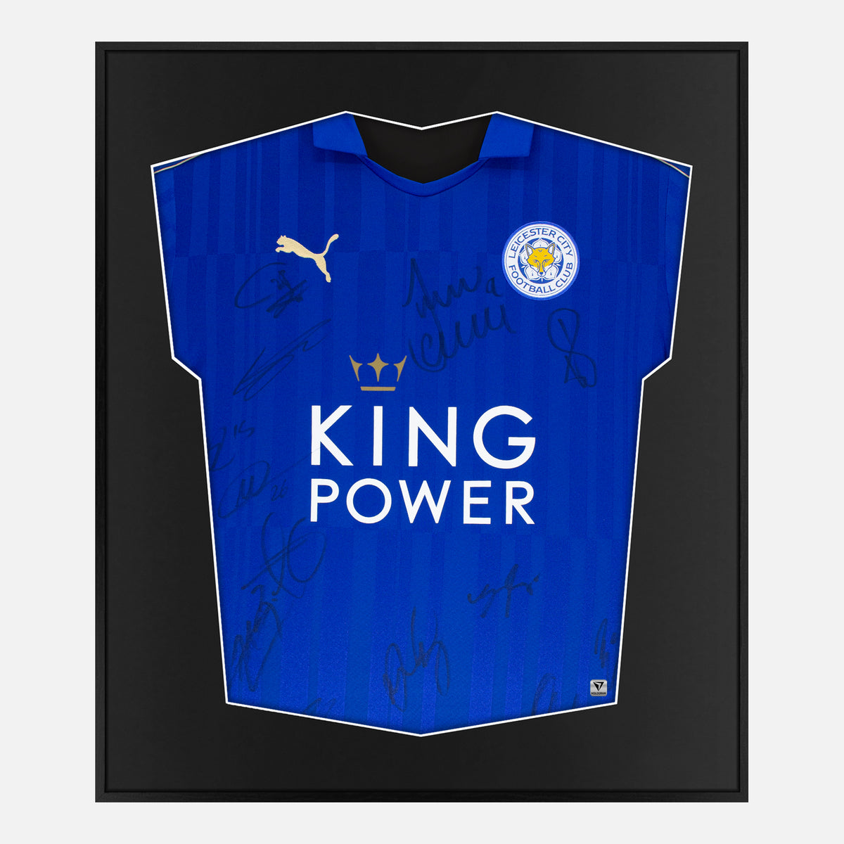 Framed Signed Leicester City Shirt, Full Squad [Lite] — Authentic signature with NFC and COA | The Vault