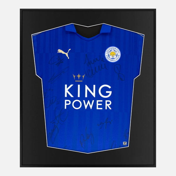 Framed Squad Signed Leicester City Shirt 2016-17 Home [Mini]
