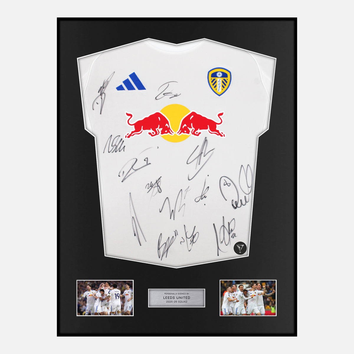 Framed Squad Signed Leeds United Shirt 2025-26 Home [Classic] — Classic framed signed Leeds United shirt | The Vault