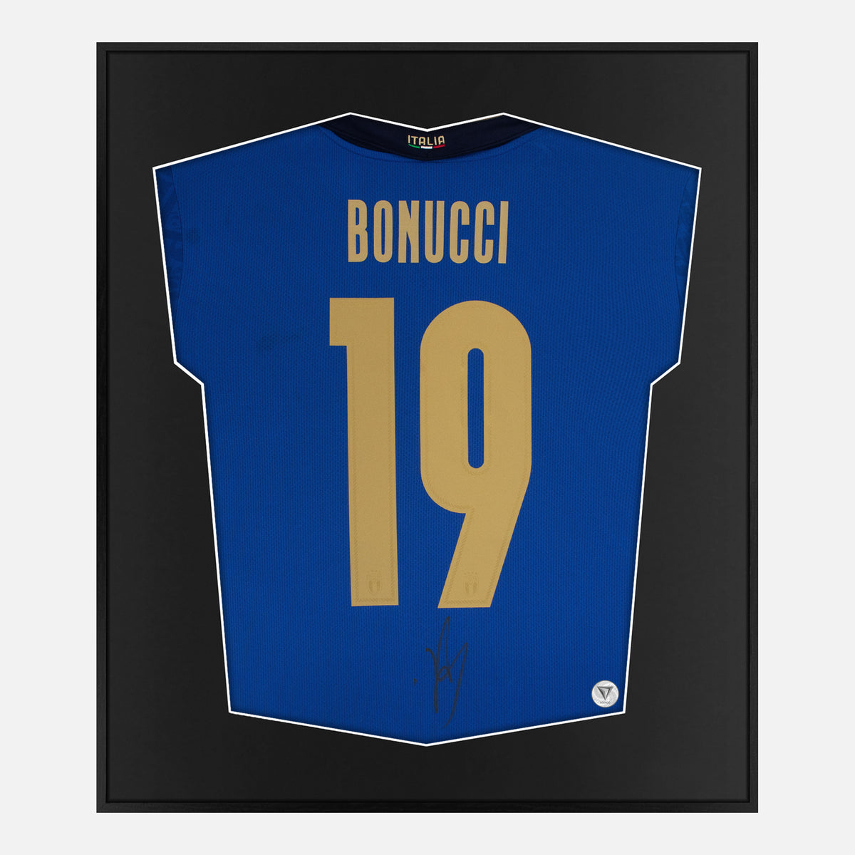 Framed Leonardo Bonucci Signed Shirt, Italy Euro Final [Lite] — Authentic signature with NFC and COA | The Vault