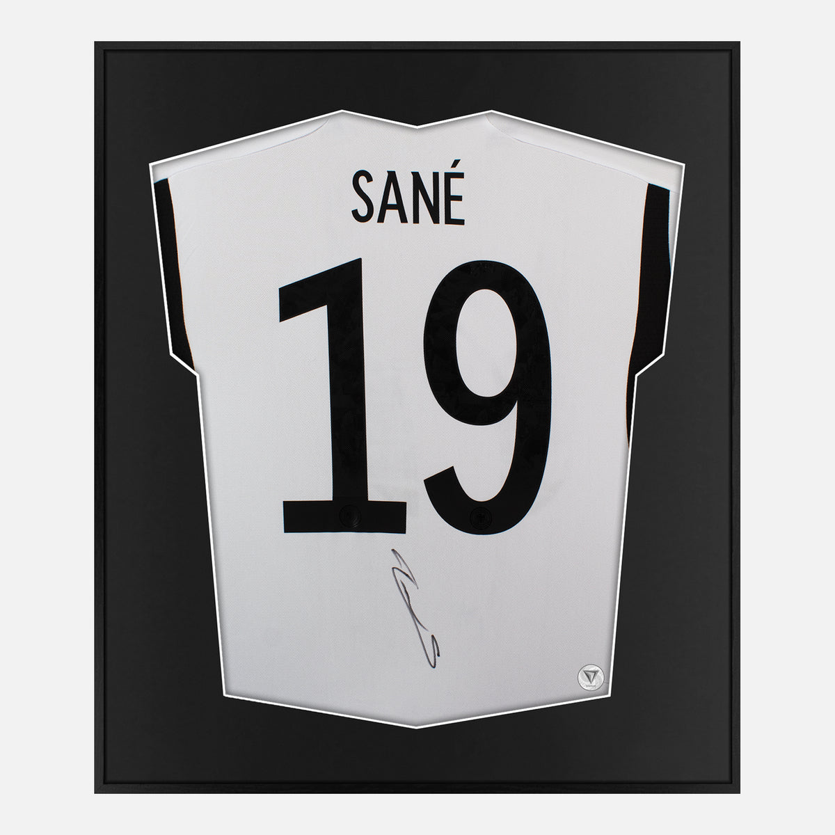 Framed Sane Signed Shirt, Germany Home White [Lite] — Authentic signature with NFC and COA | The Vault