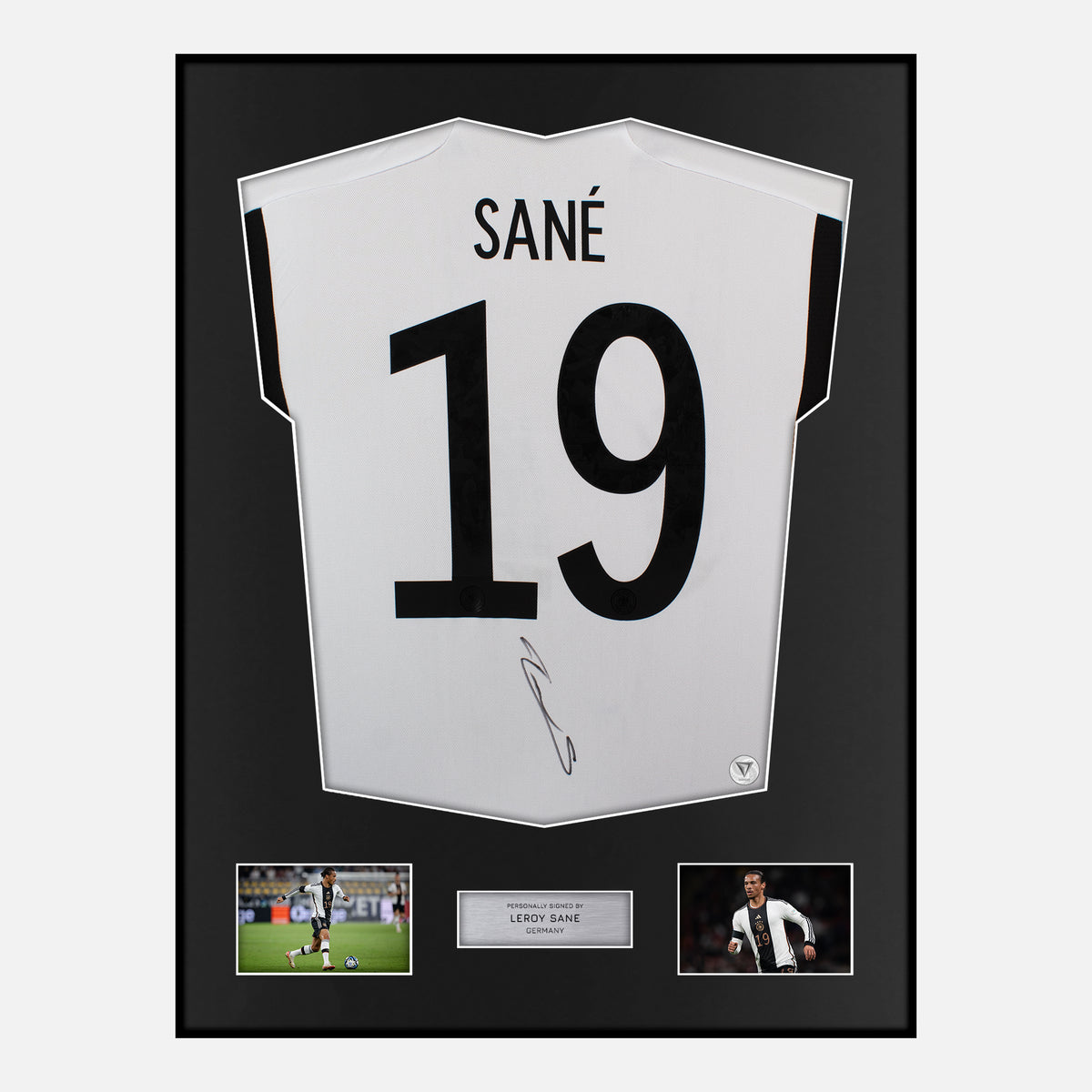 Framed Leroy Sane Signed Germany Shirt Home 2022-23 [Classic] — Verified autograph with NFC and certificate | The Vault